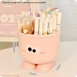 elvesmall Creative Pen Holder with Hook Table Cute Stationery Storage Box Pen Holder Rack Student Children Girls Desk Organizer Kawaii