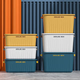 elvesmall Home Sundries Toy Storage Box with Cover Plastic Closet Wardrobe Desk Organizers Clothes Kitchen Storage Containers Baskets