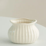 elvesmall White Modern Ceramic Vases Water-grown Flowers Dried Flowers Decorative Ornaments Living Room Table Ornaments Flower Ware North