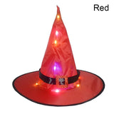 elvesmall  5 Colors Halloween Glowing Witch Hat Halloween Outdoor Hanging Glowing Witch Hat Light Operated For Yard Tree Decor Cosplay Prop