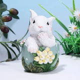 elvesmall 5.3 Inches Easter Bunny Eggs Resin Statue Collectibles Decorations for Home Decor Rabbit Gift