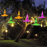 elvesmall  5 Colors Halloween Glowing Witch Hat Halloween Outdoor Hanging Glowing Witch Hat Light Operated For Yard Tree Decor Cosplay Prop