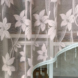 elvesmall 1PC Pink Floral Short Curtain for Kitchen Small Window Sheer Drape With Beads Bottom Cabinet Study Cafe Blind #E