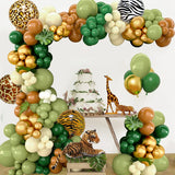 elvesmall  Jungle Animal Balloon Garland Arch Kit 1st Birthday Party Decoration Kids Boy Baby Shower Safari Decor Latex Balloons