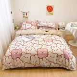 elvesmall Floral Print Brushed Home Bedding Set Simple Fresh Comfortable Duvet Cover Set with Sheet Comforter Covers Pillowcases Bed Linen