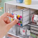 elvesmall Desktop Kawaii Cosmetic Stationery Storage Box Ins Free Combination Stackable Plastic Drawer Home Office Desk Storage Organizer