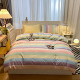 elvesmall Fashion Bedding Duvet Cover Set Bed Sheet Pillowcase 100% Cotton Bedspread Bed Linen Nordic Classic Home Textile Soft Breathable