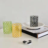 elvesmall  -  Nordic Fashion Matrix Plaid Glass Handmade Heat Resistant Glass Teacups Cups Coffee Mugs Drinkware Couple Gift