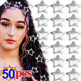 elvesmall 2/50Pcs Y2K Silver Star Hair Clips for Girls Filigree Star Metal Snap Clip Hairpins Barrettes Hair Jewelry Nickle Free Bobby Pin