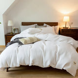 elvesmall Simple Waffle Lyocell Fiber and Cotton Bedding Set Queen Comfortable Breathable Duvet Cover Set Soft Skin-friendly Bedding Sets