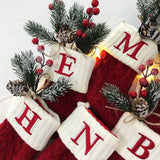 elvesmall Christmas Socks Knitting Snowflake Letter Stocking Christmas Decoration For Home 2024 Xmas Tree Ornament Gift Navidad Natal 2024