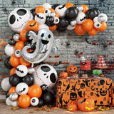 elvesmall 94 Piece Halloween Balloon Wreath Arch Set with Black and Orange Colorful Confetti Eyeball Balloons, Suitable for Halloween Part