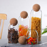 elvesmall Cork Stopper Glass Sealed Jar Coffee Beans Dried Fruit Storage Box Kitchen Food Multigrain Storage Jar Creative Cork Tea Jar