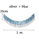 elvesmall Foil Fringe Tinsel Garland Creative 2M 4 Layers Foil Banner Birthday Party Wedding Decoration Christmas Home Wall Decor