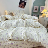 elvesmall  Fresh Style Bedding Set 100% Cotton Bed Linen Set for Home постельное бельё набор Soft Duvet Cover Pillowcase with Bedsheets
