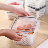 elvesmall Refrigerator Storage Box Fridge Organizer Fresh Vegetable Fruit Boxes Drain Basket Storage Containers Pantry Kitchen Organizer