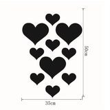 elvesmall 10Pcs/Set Durable Love Heart Stickers Wall Sticker Mirror Mural 3D Decal Simple DIY Decorative Removable Paster Home Decoration