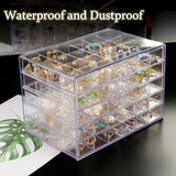 elvesmall Earring Jewelry Box Acrylic Jewelry Storage Box Women's Ring Jewelry Display Box with 5 Drawers and 120 Small Compartment Trays