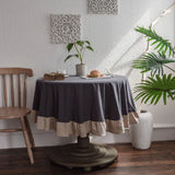 elvesmall Vintage Ruffled Tablecloth Stain Resistant Wrinkle Washable Tablecloth Table Buffet Party and Camping Decorative Tablecloth