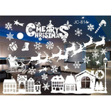 elvesmall Christmas Snowflakes Electrostatic Window Clings Stickers Reindeer Santa Claus Window Decals Xmas Home Decorations New Year