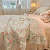 elvesmall Summer Quilt   2024 New  Cotton Korean Ins Lace Fragmented Series  Air Condition Quilt High Quality Summer Blanket set