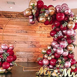 elvesmall 136Pcs Burgundy Balloon Garland Arch Kit Blush Metallic Gold Latex Balloons for Wedding Bachelorette Bridal Birthday Decoration