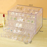 elvesmall Earring Jewelry Box Acrylic Jewelry Storage Box Women's Ring Jewelry Display Box with 5 Drawers and 120 Small Compartment Trays