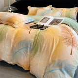 elvesmall New Winter Thickened Milk Velvet Four Piece Set Luxury Fashion Coral Velvet Quilt Cover Soft Bedding Set 220x240cm Home Textiles