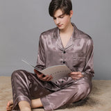 elvesmall  New Typle High Quality Spring Autumn Silk Pajamas Set Men Ice Silk Short Sleeve Large Size Home Wear Suit Male Feel Cool Summer