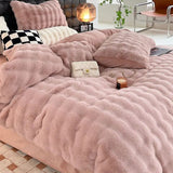 elvesmall Winter Luxury King Queen Size Bedding Set Home Textiles Thickened Warm Plush Duvet Cover Bed Sheet Pillowcase 4pcs Bed Linen Set