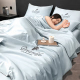 elvesmall Luxury Embroidery Summer Blanket for Bed Sleeping Non-stick Body Summer Quilt Soft Skin Friendly Air Conditioner Comforter Silky