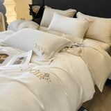elvesmall  Embroidery 100% Lyocell Fiber Duvet Cover Set 220x240 High End Skin Friendly King Size Bedding Set Luxury Soft Pink Bedding Sets