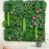 elvesmall 60x40cm Artificial Green Wall Landscape Home Garden Jungle Decor Fake Plants Plastic Lawn Decoration Wall Panels Garden Fence