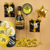 elvesmall 2025 Happy New Year Balloons Banner Rose Gold Number Letter Aluminum Foil Balloon Christmas New Year Eve Party Decor Balls Suppl