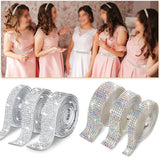 elvesmall Self-adhesive Rhinestone Strip Decorative Tape Diamond Ribbon DIY Sticker Crystal Arts Crafts Rubber Backed Drill Wall Plaster