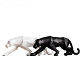 elvesmall Panther Statue Animal Figurine Abstract Geometric Style Resin Leopard Sculpture Home Office Desktop Decoration Crafts