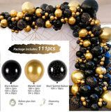 elvesmall Black Gold Balloon Garland Arch Kit Confetti Latex Ballon Birthday Party Decor Adult Graduation Baloon Wedding Decor Baby Shower