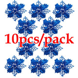 elvesmall (10pcs) Artificial Christmas Tree Flower Glitter Decorations Xmas Ornaments New Year Gift