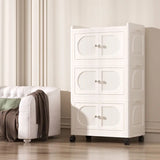 elvesmall Multi-Layer Folding Storage Cabinet, Double Door Storage Box, Transparent Shelf, Home and Bathroom