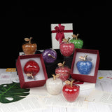 elvesmall European-style Crystal Glass Apple Ornaments Book Counter Top Decoration Luxury Christmas Crystal Glass Apple Home Decoration