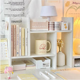 elvesmall Ins Kawaii Desktop Storage Rack Bookshelf DIY Desk Holder Office Desk Organizer Student Combination Cabinet Storage Display Rack