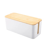elvesmall Cable Storage Box Power Strip Case Wooden Power Line Wire Management Organizer Anti-Dust Charger Socket Network Line Storage Bin