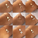 elvesmall 26 English Initial Letter Bracelets for Lovers Women Men DIY Personalized Name Alloy Heart-shaped Bracelets Jewelry Anniversary