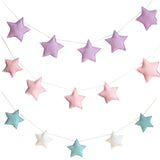 elvesmall 5Pcs Nordic Felt Stars Garland Banner Tent Bed Mat Pendants Baby Shower Bunting Ornaments for Kids Room Hanging Wall Decorations