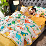 elvesmall Plaid Summer Cool Quilt Washed Cotton Comfortable Lightweight Air Condition Thin Comforter Simple Feather Blanket For Adults Kid