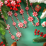 elvesmall  2.4 Meter Christmas Tree Acrylic Red Green Candy Beaded Decoration Chain Pendants Christmas Tree Hanging Xmas Party Favors