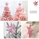 elvesmall 15cm Christmas Tree Top Sparkle Star Glittering Hanging Christmas Tree Topper Decoration Ornaments Home Decor (Pink)