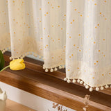 elvesmall  Floral Curtains 1 Panel Short Drapes Tassel Rod Pocket Semi-Sheer Boho Daisy Bedroom Living Room Farmhouse Rustic Window Curtain