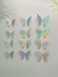 elvesmall 12 Pieces 3D Hollow Butterfly Wall Sticker Bedroom Living Room Home Decoration Paper Butterfly