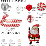 elvesmall 2025 Christmas Theme Decoration Balloon Chain Santa Claus Candy Cane Lollipop Aluminum Film Balloon Latex Balloon Chain